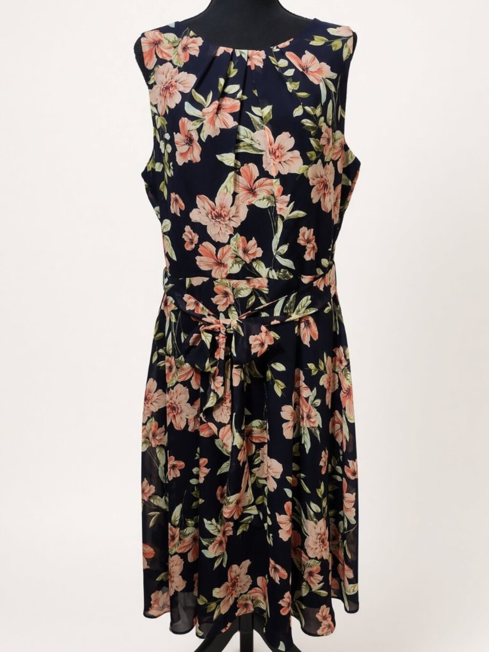JH Navy Floral Sleeveless Midi Dress 14